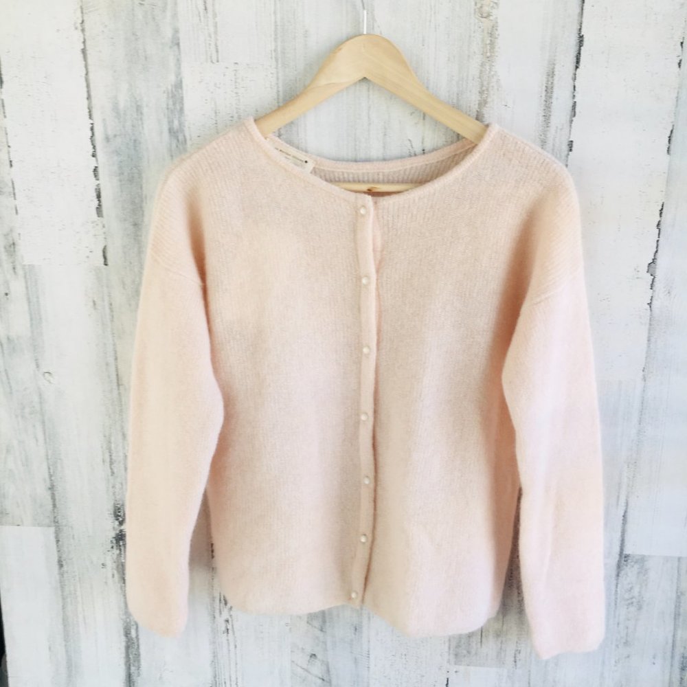 Sezane Gaspard Cardigan Nude Blush Pink Reversible Mohair Alpaca - Picture 2 of 11